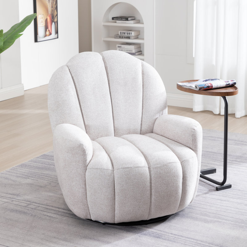 Fauteuil pivotant capitonné Broderic Petal, Blanc