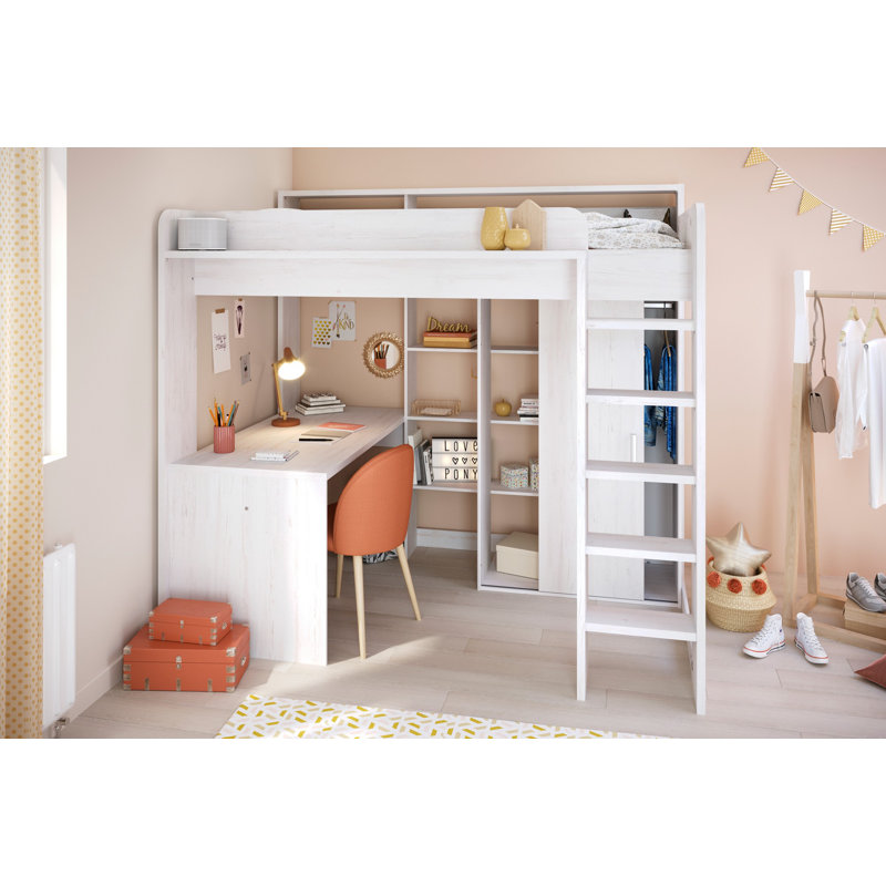 Morwenna European Single (90 x 200cm) Mate's & Captain's High Sleeper Loft Bed Bed with Bookcase