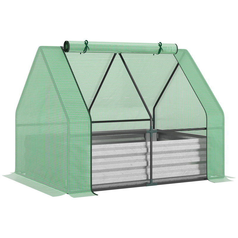 Lit de jardin surélevé galvanisé Outsunny avec mini couvre-serre