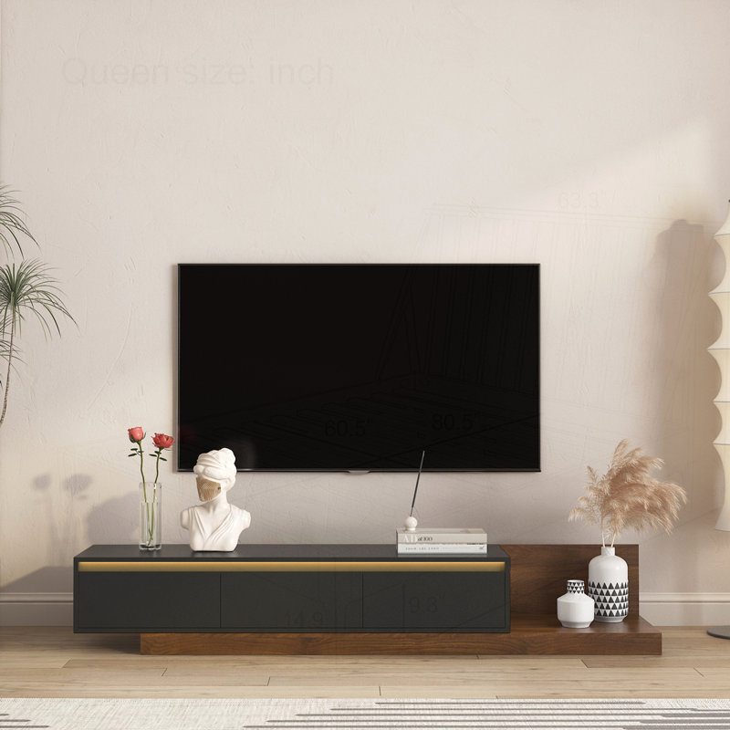 Meuble télé moderne avec lumières DEL, Noir