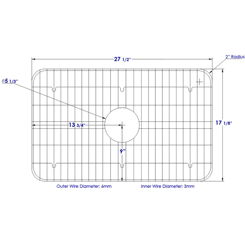 Solid Stainless Steel Kitchen Sink Grid with Plastic Feet