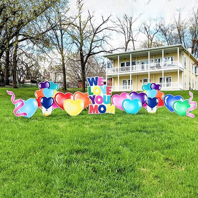 14pc Set, We Love You Mom Mother's Day With Hearts Yard Decoration, Includes Stakes -  The Holiday AisleÂ®, 826435B15ABB467F93FF26D05D0171E8