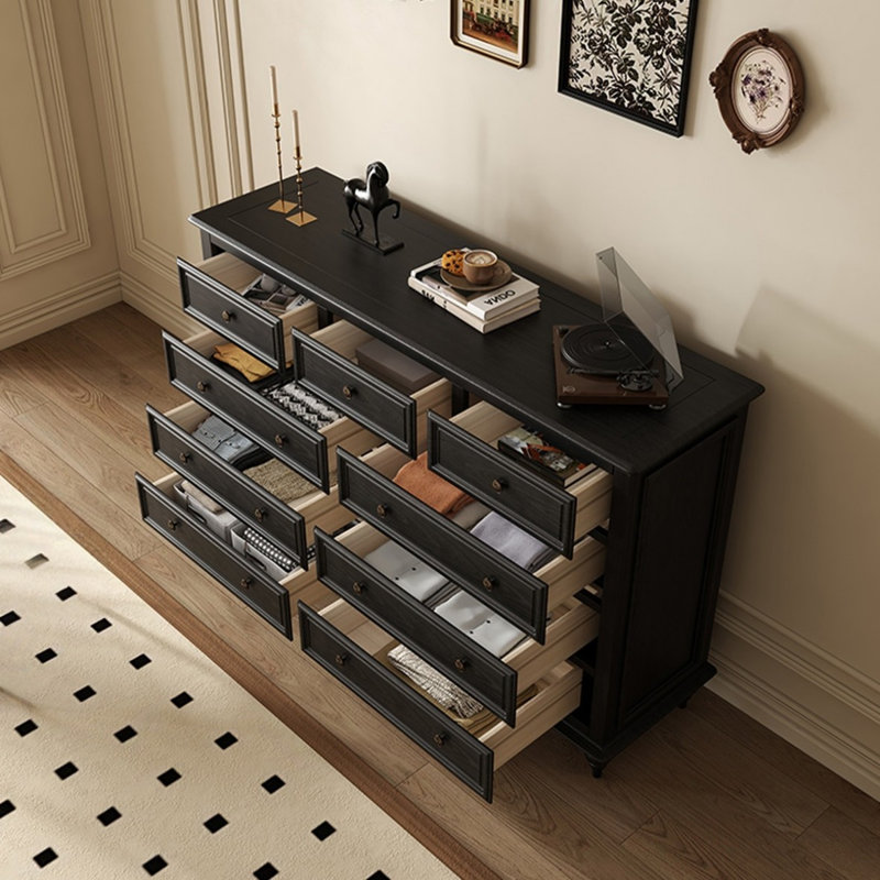 Armoire d'appoint en bois manufacturé noir massif