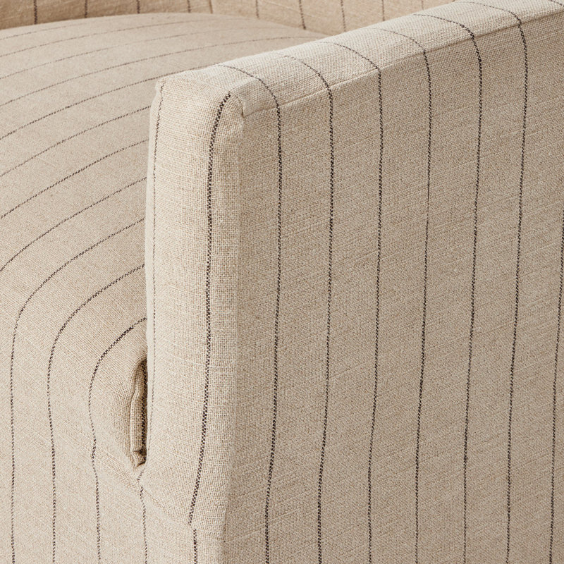 Lowell Slipcover Swivel Chair, Cream Striped Linen