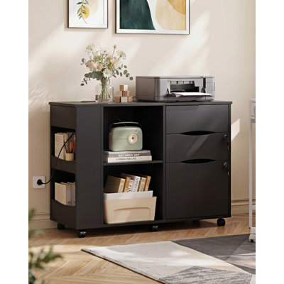3 Drawer Wood File Cabinet With Lock, Home Office Filling Cabinet for A4/Letter/Legal Size, Lateral File Cabinet