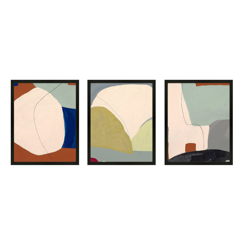 Dreamscape Trio par Andrea Stokes - reproduction d'art sur papier, Cadre noir, H 50 po x l 40 po x P 1,25 po