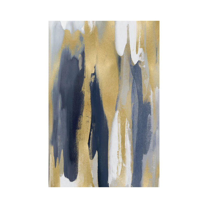 Converge Blue And Gold III by Jackie Hanson - Wrapped Canvas Print, 30.48 cm H x 45.72 cm W