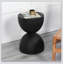 Table d'appoint en bois de manguier massif noir, table d'appoint contemporaine ronde en bois 12,2 * 18,11 pouces pour le salon et la chambre à coucher