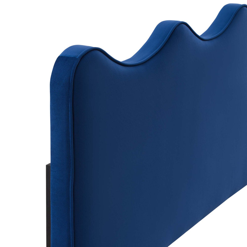 Velvet Upholstered Panel Headboard, Full/Queen, Blue