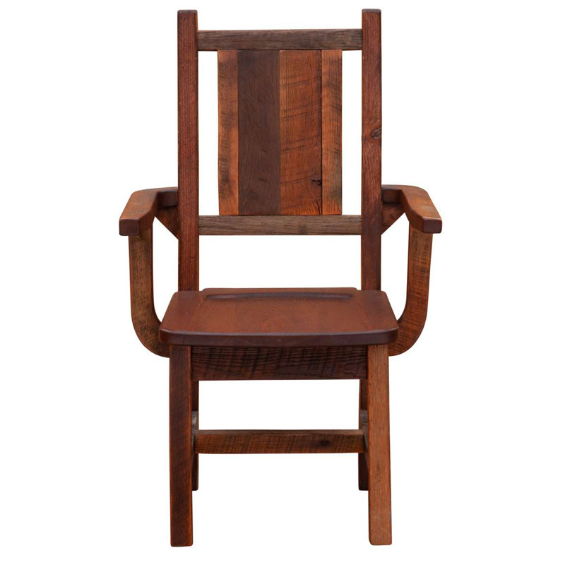 Fireside Lodge Barnwood Artisan Dining Arm Chair - Antique Oak Seat