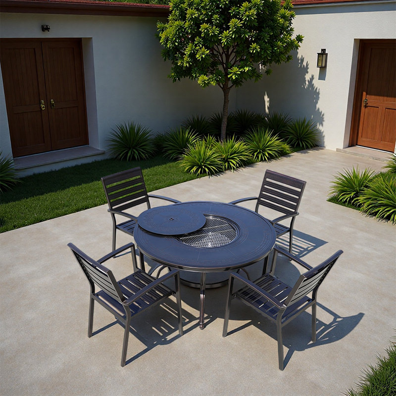 Outdoor charcoal-grilled dining set