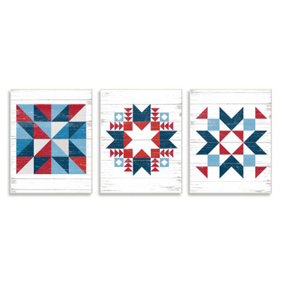 Stupell Industries Geometric Triangular Quilt By Lettered And Lined - Graphic Art Print In Wall Plaque