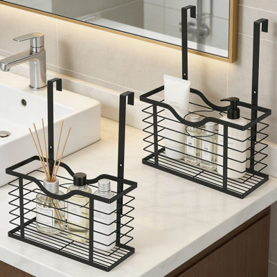 Hair Dryer Holder And Organizer With 3 Compartments, Adjustable Height Design For Blow Dryer, Straightener, And Curling Iron, Includes 2 Mounting Options For Wall Or Cabinet Door