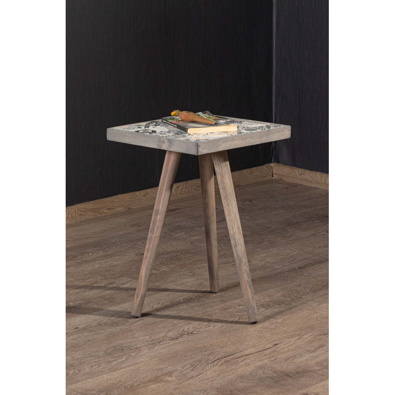 Canora Grey Side Table Coffee Table End Table Nightstand Nesting Table Bedside Table Accent Table Home Essentials Solid Wood Table Mexican Tile Table Ceamic Top End Table 17X 17 Walnut