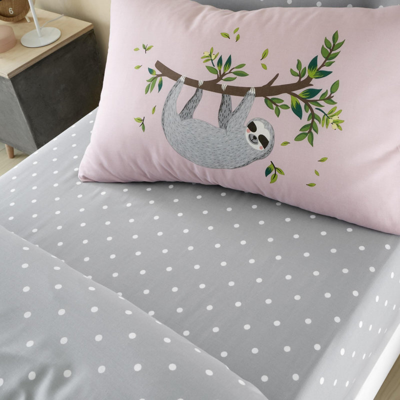 KIDS RANGE SHEET SET HANGING OUT  BLUSH PINK, European Single (90 x 200cm)