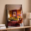 Canvas A Vibrant Living Room Featuring Bold Accent Walls In Orange Wall Art And Deep Pink Illuminated By Soft Natural Light Streaming Canvas Wall Art-519206641