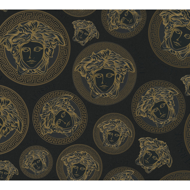 Versace Midnight Sky Monarch Unpasted Vinyl Wallpaper, Black/Gold