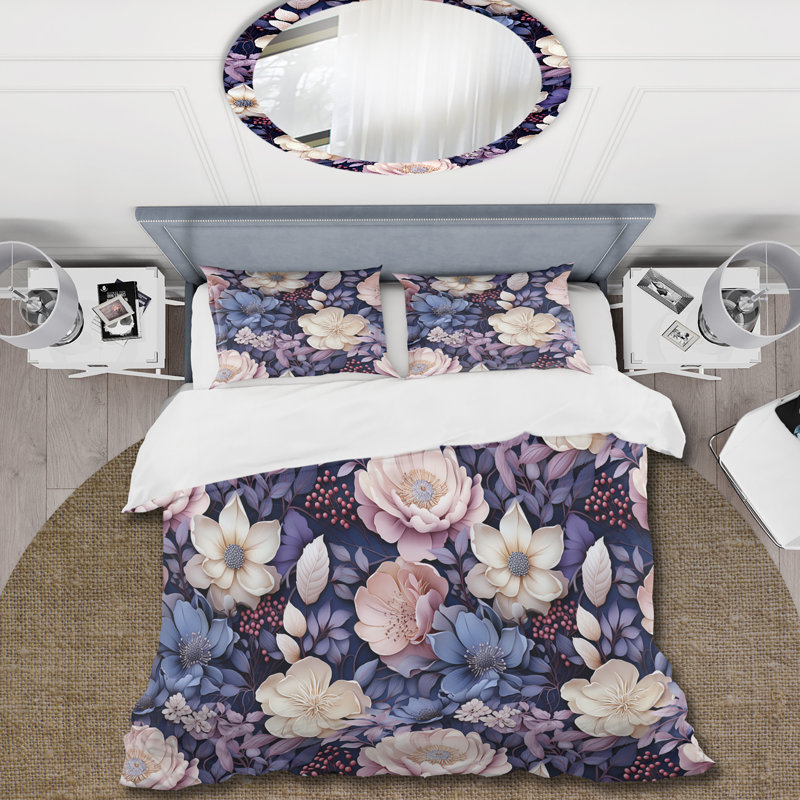 Ensemble de housse de couette Subdued Enchantment Moody Patterns III, Housse de couette pour très grand lit et 2 très