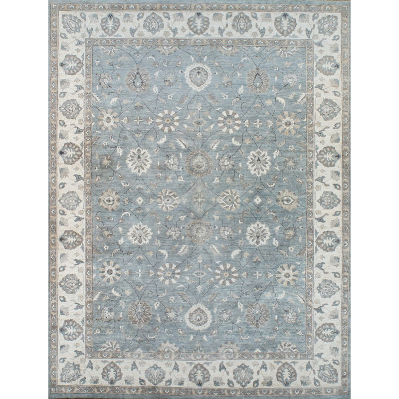 Proprietary Patterns Wool Oriental Area Rug in Currituck Blue, Rectangle 10' x 14'