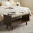 Linen Upholstered Storage Bench With Solid Wood Leg-1618811346
