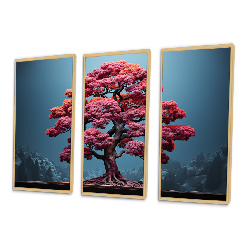 Ensemble de salon Mystic Pink Trees In Amethyst Landscape - Tree Redwood, Cadre naturel flottant, H 28 po x l 36 po x P 1 po