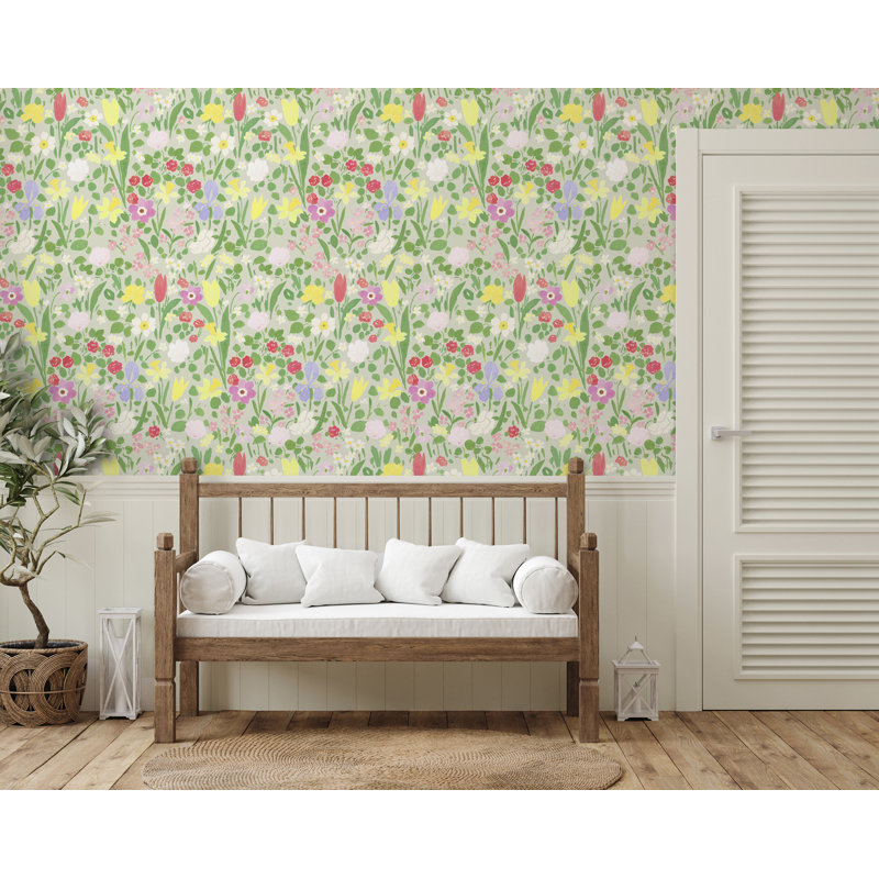 Paule Marrot Floral Wallpaper Double Roll, Light Sage