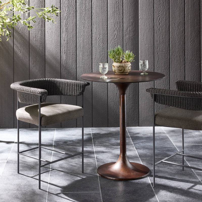Carrie Outdoor Bar Stool, Brown, Beige, 30"