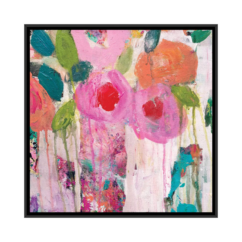 « first baiser », impression sur toile, H 18 po x l 18 po x P 1,5 po, Toile avec cadre noir, Pas de tapis