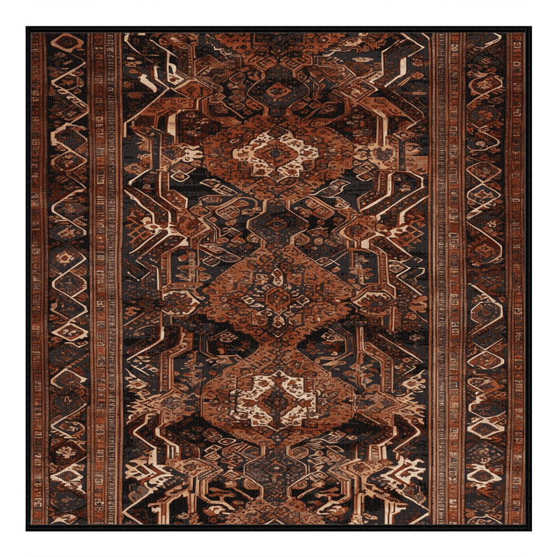 Tapis turc noir lavable à la machine, Carré 4 pi