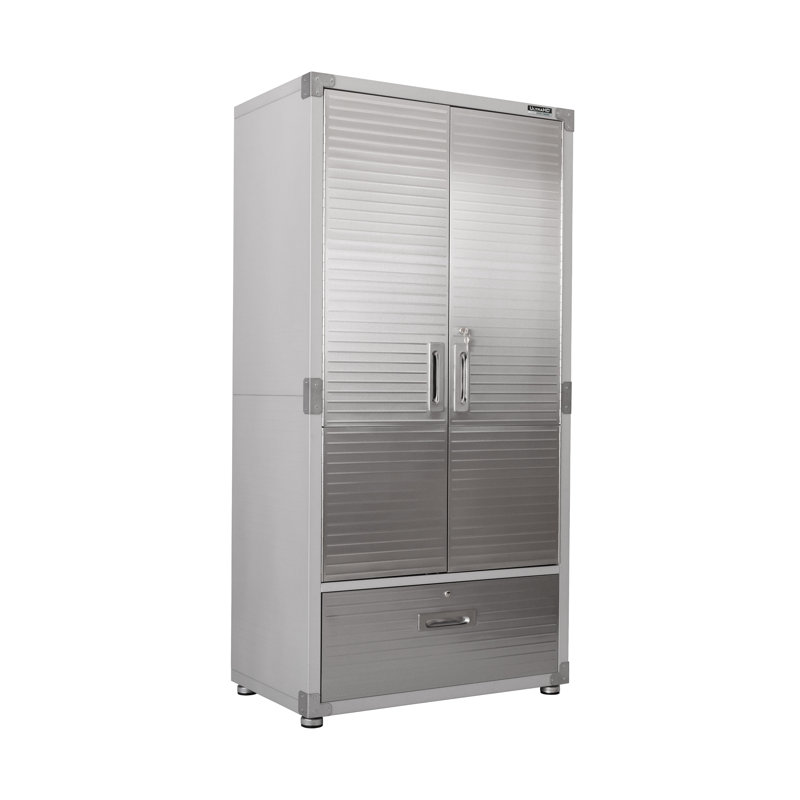 Seville Classics UltraHD French Door Storage Cabinet with Drawer, 72" H x 36" W x 18" D, Granite