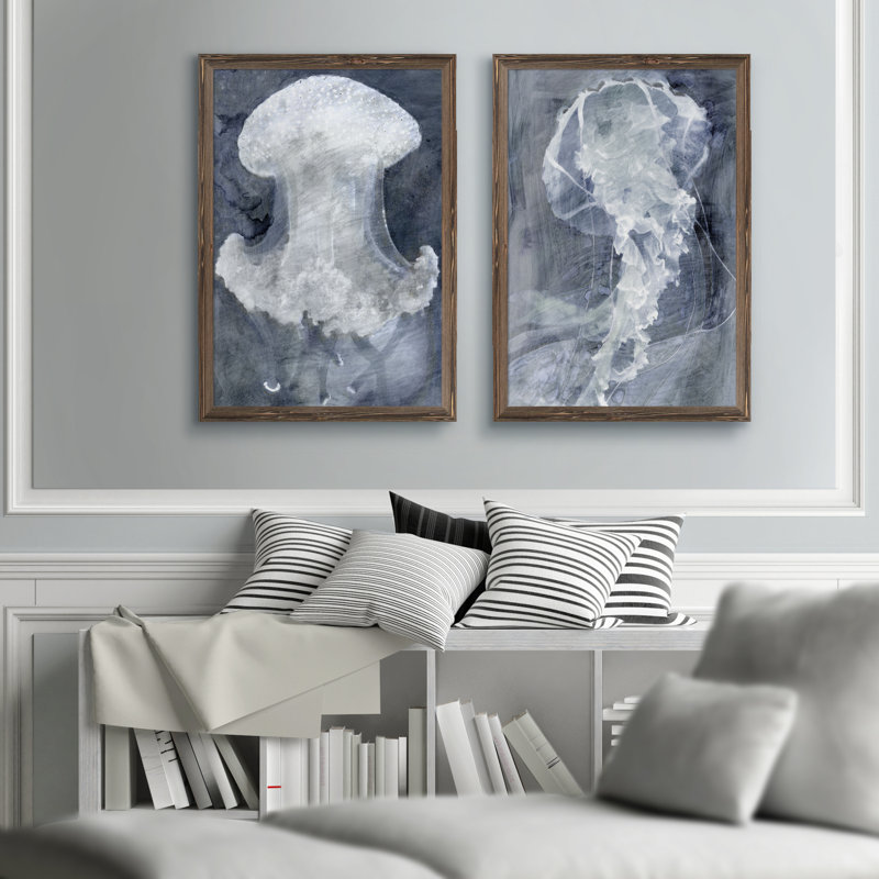 Indigo Jellyfish I par Vincent Van Gogh - ensemble de 2 reproductions d'art encadrées, H 24 po x l 18 po x P 1,25 po