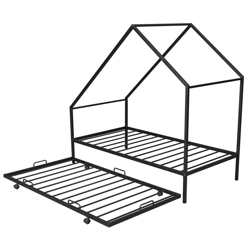 Lit plateforme simple avec lit gigogne Adalric, Noir
