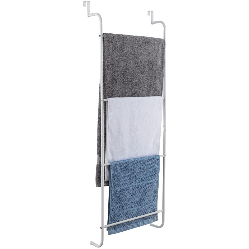 White Metal Over-the-Door Towel Rack with 4 Rungs