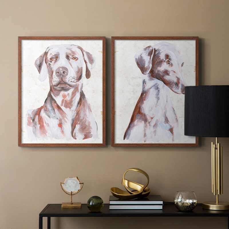 «Sitting Dog I», reproduction encadrée de qualité supérieure - prête à être accrochée - aucun clou requis - aucun clou requis