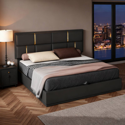 Grand lit tapissier avec tête de lit moderne