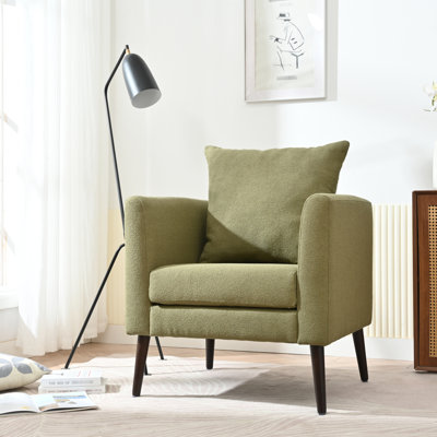 Fauteuil rembourré avec pieds en bois massif, pour chambre à coucher et espace traditionnel, salon Olive