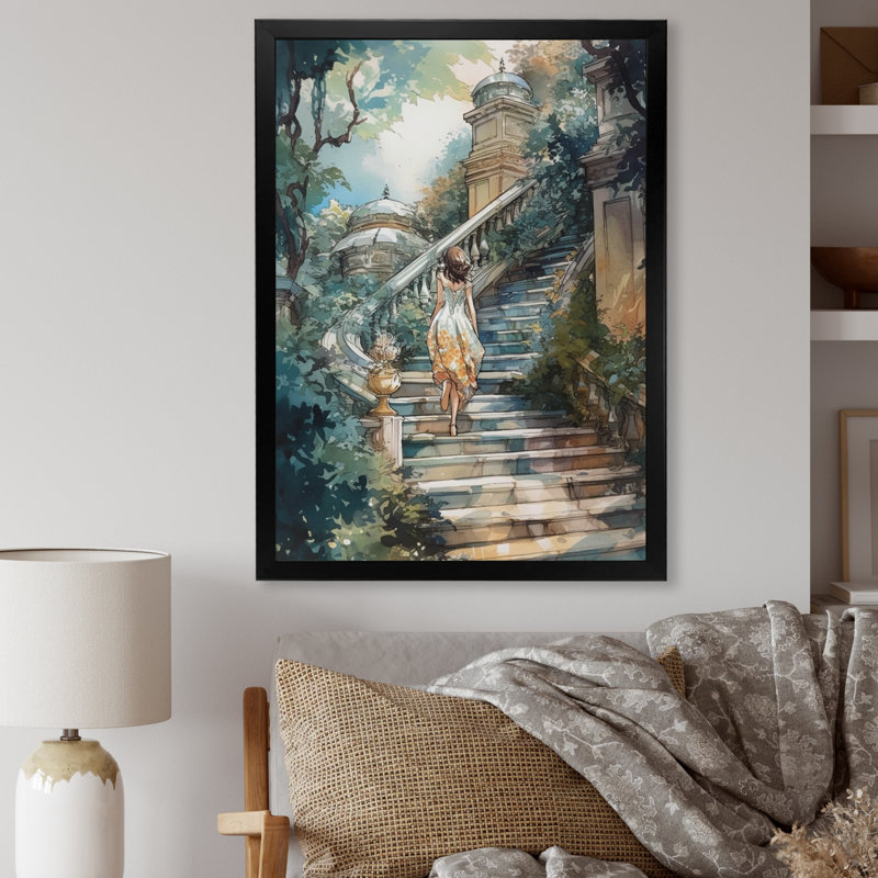 Impression sur toile, "Stunning Girl" par The Stairs III, H 40 po x l 30 po x P 1,5 po, Cadre photo noir