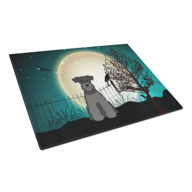 Planche à découper miniature en verre à schnauzer caroline Scary Halloween, Noir