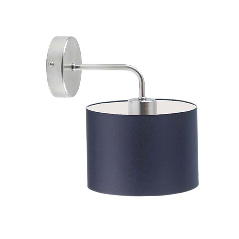 Ayanne Steel Armed Sconce, Brushed Steel, Navy Blue