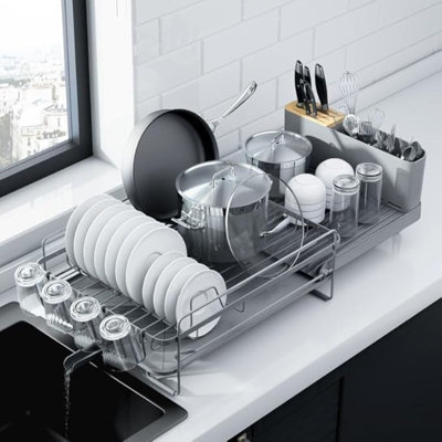 Grand et extensible égouttoir à vaisselle multifonctionnel