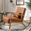 Solid Wood Accent Chair with Lumbar Pillow & Toss Cushion, Linen-Blend Armchair with Square Arms, Mid-Century Lounge Chair for Living Room & Bedroom-154769242