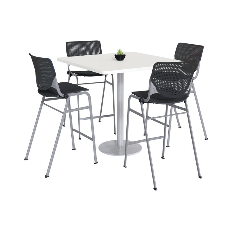 Ensemble de table de salle à manger et chaise Kool L 42 po, H 41 po x L 36 po x l 36 po, Noir, Blanc
