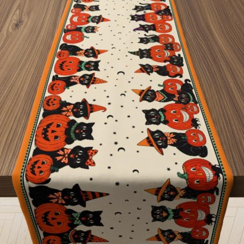 Décorations d'Halloween - Chemin de table rétro pour décoration de fête d'Halloween
