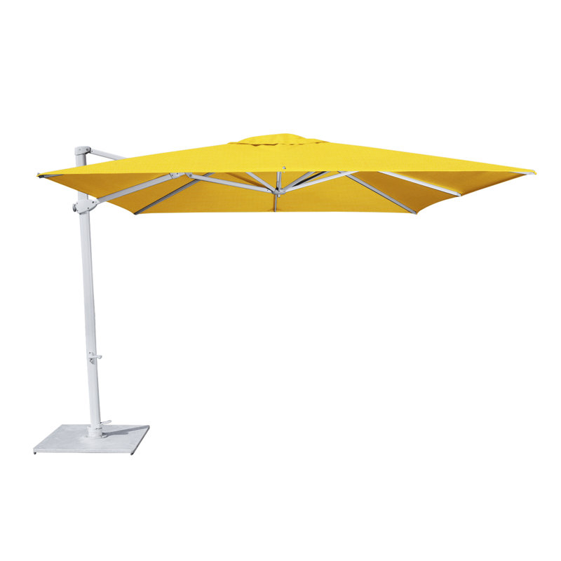 Pavone 10' Square Cantilever Umbrella (Grip Handle), Double Stack Plate - Medium, Grey, Silver Gray