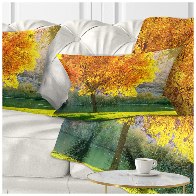 Magnifique coussin d'automne en forêt, Rectangulaire, 12 po x 20 po