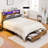Bed Frame with Storage Headboard, Metal Platform Bed Frame with 2 Footboard Drawers, Built in Charging Station & LED, Noise-Free/Metal Support/No Box Spring Needed,-703951531