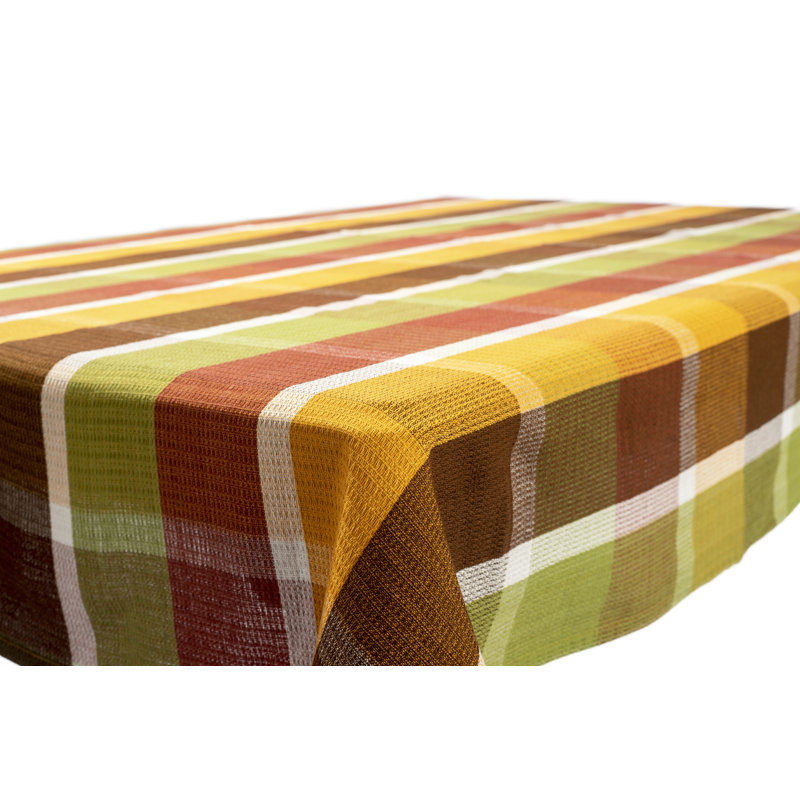Rustic Fall Plaid Cotton Fabric Tablecloth, 60" x 102"