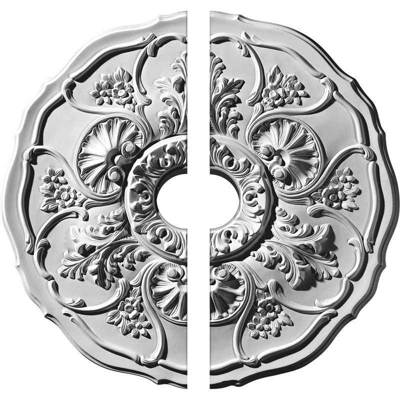 Médaillon de plafond Endurathane Cornelia, DE 22 1/2 po x P 3 1/2 po x P 1 1/2 po (pour auvents jusqu'à 4 po), deux pièces, apprêté en usine