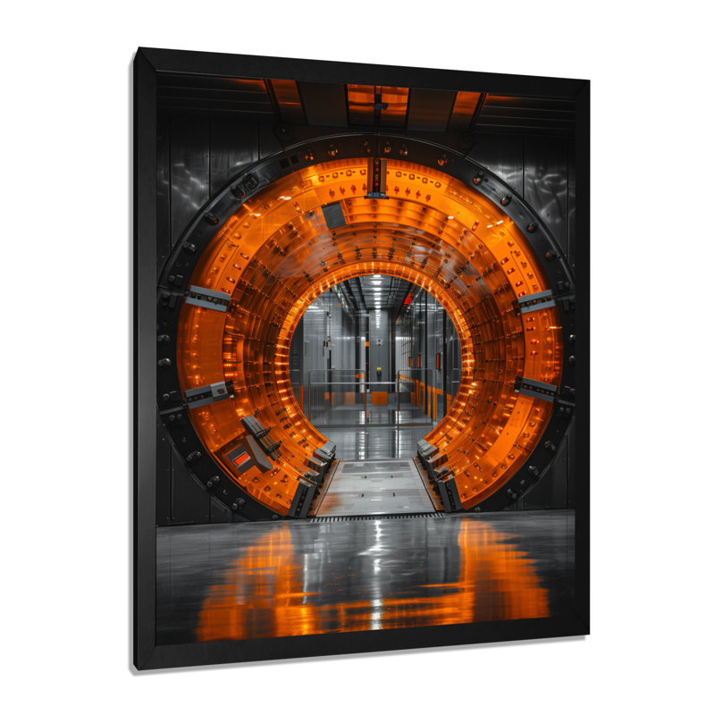 Orange noir, coffre-fort de sécurité - Banks, art mural, H 32 po x l 16 po x P 1 po, Toile encadrée noire simple