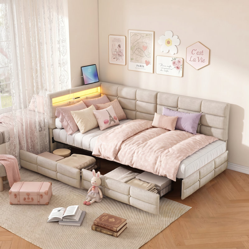Bed, Beige